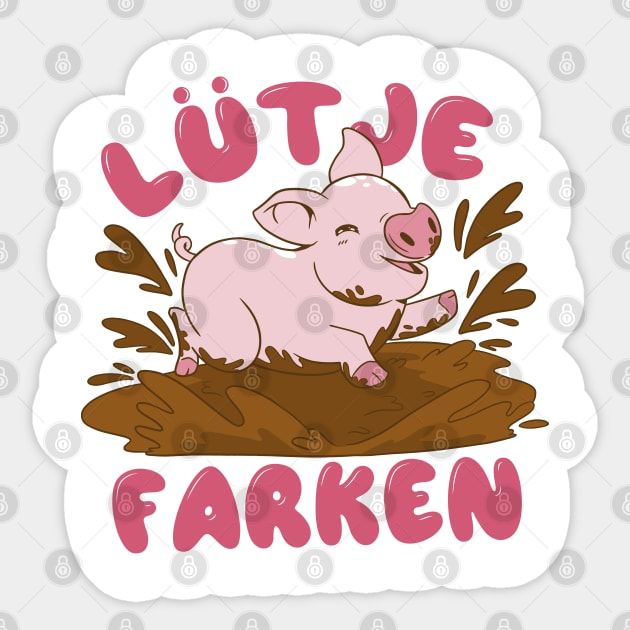 Lütje Farken Low German Piglet Pig Sticker by DormIronDesigns